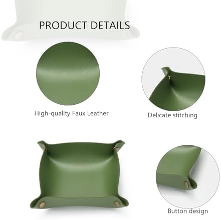 Canvas Storage Tray Cotton Key Catchall Stylish Organizer for Small Items Lightweight Design (Green,Small) - Image 4
