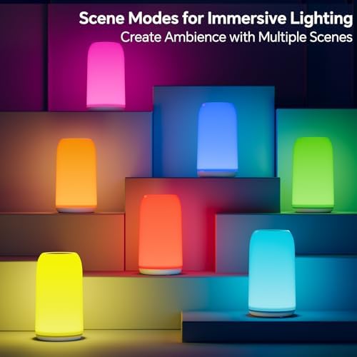 ROOTRO Cordless Table Lamps Rechargeable, Touch Lamp for Bedroom [Sleek Design & RGB Mode] 4-Level Brightness Small Bedside Lamp, LED Lamp Multi-Color Smart Nightstand Light for Living Room Home Gifts - Image 5