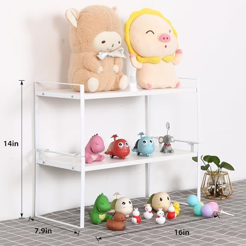 YGYQZ Desk Shelf Organizer, 2-Tier Desktop Bookshelf, White - Image 3