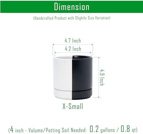 D'vine Dev 4.7 Inch Ceramic Planter Pot, Black White Split, 94-O-B-0 - Image 3