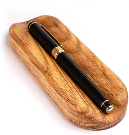 Solid Oak Single Pen Tray, Minimalist Desk Organizer, Natural Wood, Handcrafted, Precision Angled Channel by Vorovale