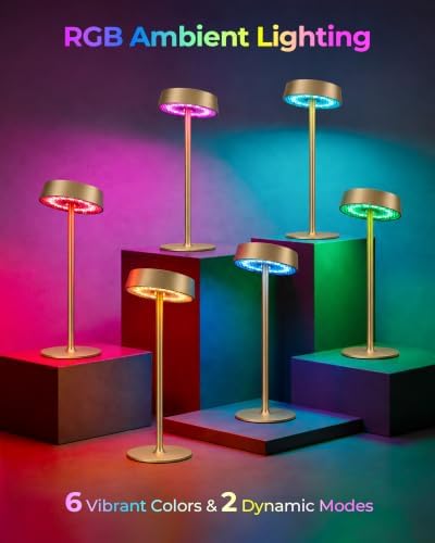 EZVALO Cordless Ambient Lighting, Rechargeable Table Lamp, Battery Operated - Image 2