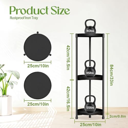 3 Tier Plant Stand Indoor Outdoor Corner Vertical Black 34'' Tall - Image 2
