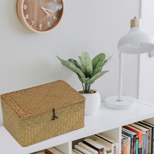 Seagrass Wicker Storage Basket with Lid, Large, Natural - Image 3