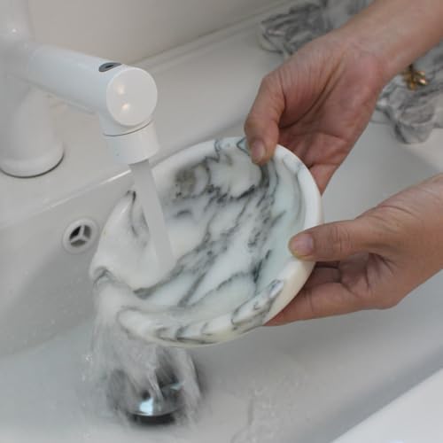 Nawgnail Natural Travertine Marble Jewelry Dish 5.5",Trinket Dish for Ring Earring, Gift for Woman Daugther(Arabescato Calacatta) - Image 6
