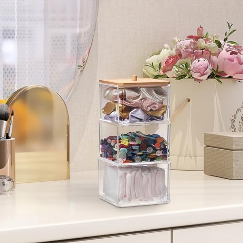 Paperclip Dispenser with Lid 3 layers Clear Paper Clip Holder for Desktop Stackable Desk Storage Box for Office Small Acrylic Organizer Box for Bathroom - Image 7