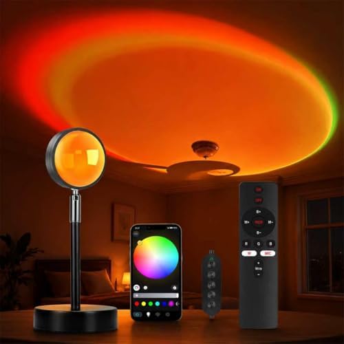 Sunset Lamp Projector with Remote Control, Multiple Colors LED APP Control Sunset Light Three Control Methods Night Light for Room Decor/Christmas Gift/Photography/Party/Bedroom Decor by Easeking