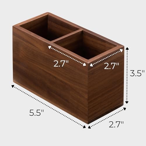 KORUA Walnut Pencil Holder (Double Slots) Wood Pen Holder for Desk - Image 4