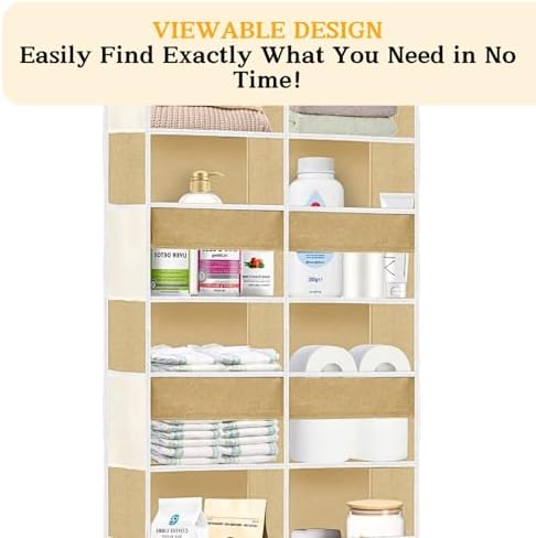 Ofiray-home Over the Door Organizer 5 Tiers,Extra Large Behind Door Storage of 10 Compartments,80 lbs Weight Capacity Over the Door Storage, Door Hanging Organizer for Closet, Diaper Organizer, Camel - Image 6