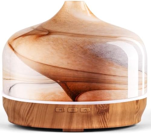 Porseme 500ml Glass Essential Oil Diffuser Aromatherapy Ultrasonic Cool Mist Humidifier 15-21 Running Hours Waterless Auto-Off Air Diffusers for Sleeping Yoga Working Spa(Desert) by Porseme