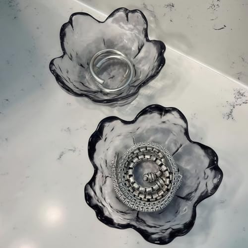 Black Crystal Flower Jewelry Ring Dish, Clear Trinket Bowl, Cute Nightstand Decor Ring Holder for Women, Home Decor Gifts for Women, Wedding, Birthday, Mother's Day - Image 4