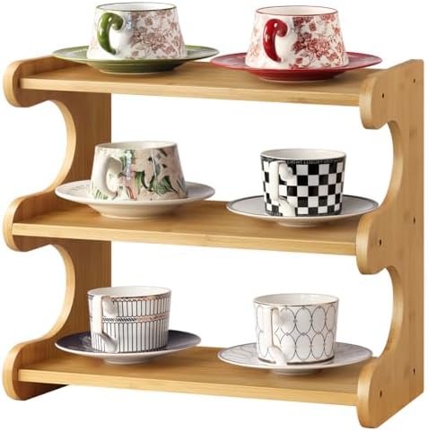BFTOU Bamboo Desk Organizer Multifunctional 3 Tier Office Table Shelf Bookshelf Supplies Storage Rack for Kitchen Living Room by BFTOU