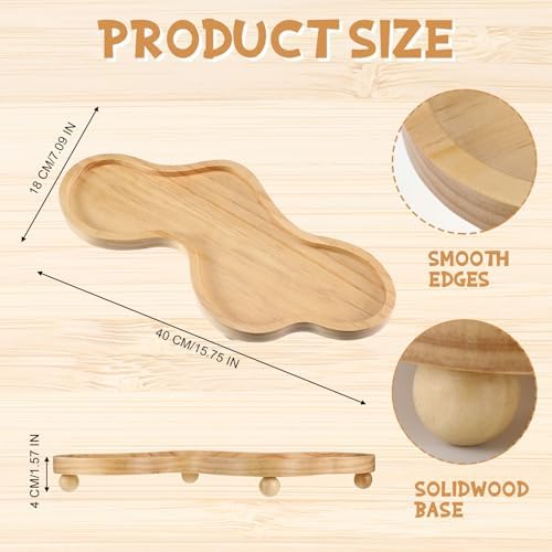 Uiifan Wood Cloud Perfume Decorative Tray Bedside Jewelry Tray,Wood Color - Image 2
