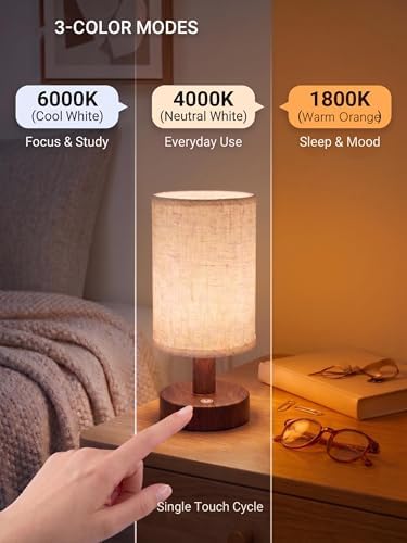 CHLORANTHUS 2 Pack Rechargeable Cordless Table Lamp – 4000mAh Battery Bedside Lamp, Mini Touch Control Dimmable LED Light with 3 Color Modes - Image 3