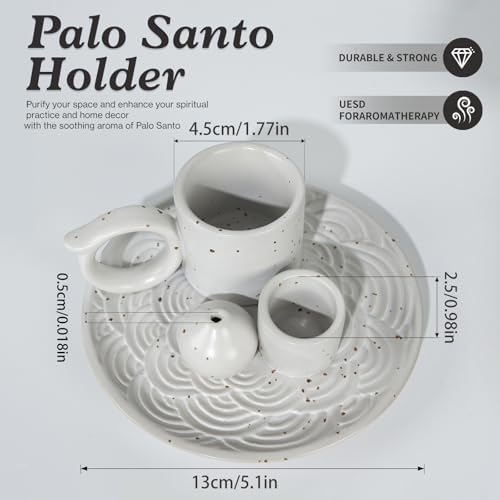 5 in 1 Ceramic Palo Santo Burner Holder for Sage, Incense Sticks & Candle - Image 2