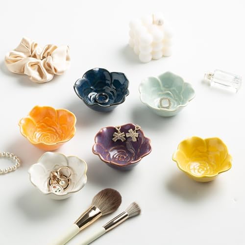Mecaikru Ceramic Flower Jewelry Dish, 3.5 in Ring Tray with Gift Box & Card - Image 7