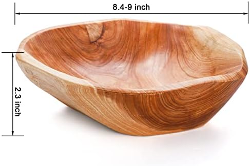 ZENFUN Natural Wood Fruit Bowl 7.8-9.5 Inch, Unique Root Dish Bowl, Fruit Snack Dish for Sandwich Bread Serving, Handmade Serving Bowl for Candy, Vintage Ring Dish, Serving Appetizer Display - Image 2