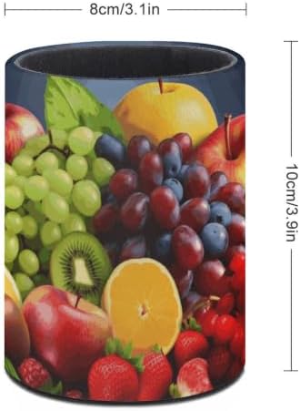 PU Leather Round Pencil Holder Fruits Pen Holder - Image 2