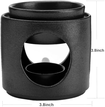 Ceramic Diffuser Black Oil Burner Wax Melt Burners with Tealight Holder (Black) - Image 3
