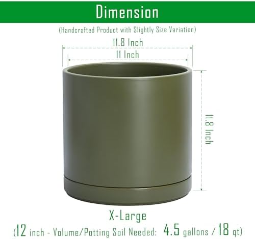 D'vine Dev 12 Inch Ceramic Planter Pot, Olive, 94-O-F-J - Image 2