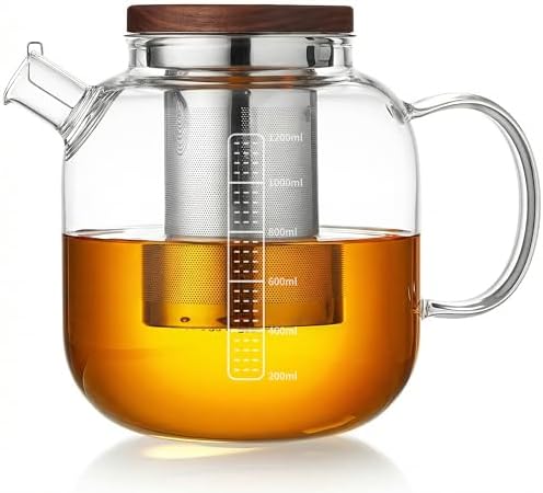 MESNEY Glass Teapot with Infuser for Loose Leaf Tea 40oz, Stovetop Safe by MESNEY