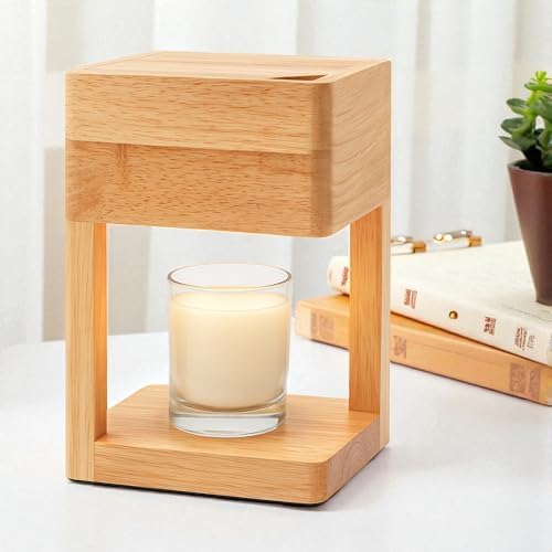 Candle Warmer Lamp Wood with Timer, 2*35 Watt Bulbs, Auto Shut-Off Dimmable Electric for Jar Candles Gifts for Mom, Christmas, Birthday Decorative Wooden Lamp Bedroom Home with Adjustable Brightness by Unknown