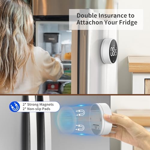 Digital Magnetic Kitchen Timer & Stopwatch with LED Display, White - Image 5