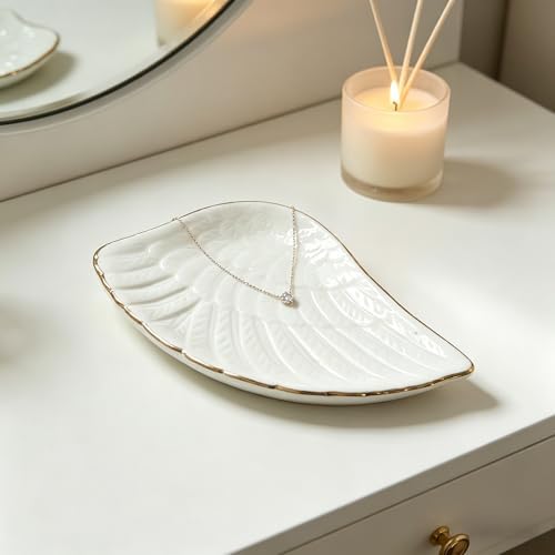 Angel Wing Shape Ceramic Jewelry Tray Porcelain Trinket Dish Holder - Image 5