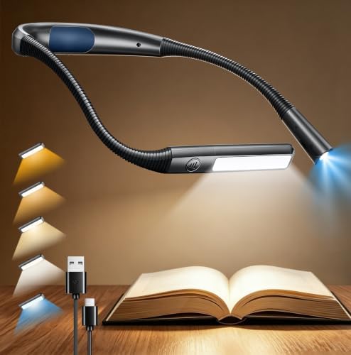 Glocusent Bendable Neck Light, 100 Hours Reading Light for Book Lover Gifts by GLOCUSENT