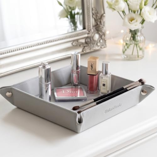 UnionBasic Small Jewelry Tray for Rings Watches Earrings, Entryway Catchall Caddy for Coins Keys Change, Nightstand Bedside Valet Holder, Trays for Electronic Gadgets, Lychee Lunar Rock - Image 3