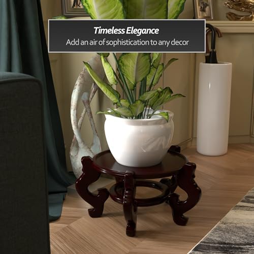 Red Lantern Rosewood Fishbowl Stand - Size 15.5 in. Base Diameter - Image 3