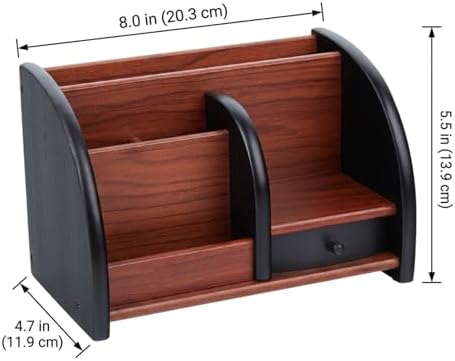 Wood Desk Organizer, Walnut Brown Table Top Organizer, Handcrafted Wooden Desktop Storage for Pens, Office Supplies, and Small Items.. - Image 5