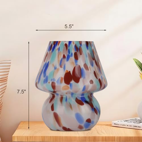 Mushroom Lamp with LED Bulb, Small Glass Bedside Lamp - Image 5