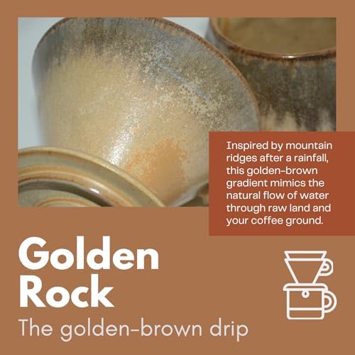 Artistic Handcrafted Ceramic Pour Over Coffee Set (Golden) - Image 2