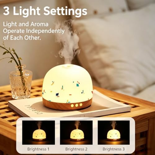 300ml Essential Ceramic Diffuser,Round Aroma Luruxy Porcelain Diffuser Night Light Captivating Exquisite Blue and White Patterned Elegance Nano Water Mist Humidifier - Image 3