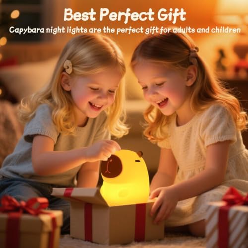 Rytinazzz Silicone Night Light for Kids, 50H Long Battery Capybara Lamp, Gift for Kids, Rechargeable Tap Control, Soft Dimmable Nursery Light - Image 7