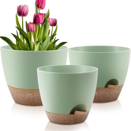 QRRICA 12/10/9 Inch Self Watering Pots for Indoor/Outdoor Plants by QRRICA