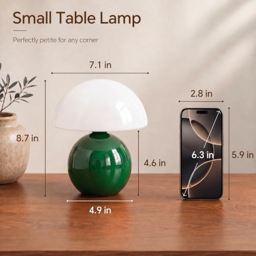 Dawnwake Mushroom Lamp Table Lamp for Bedroom-Small Table Lamps,Dark Green - Image 6