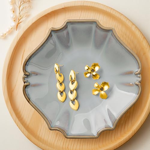Ceramic Jewelry Dish, Decorative Tray for Rings Earrings Necklaces Bracelet Watch Keys, 4.50" Trinket Tray as Gifts for Women (Reactive Court) - Image 5