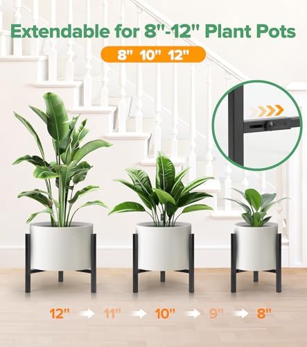 Plant Stand Indoor Adjustable, Metal Modern Indoor Plant Stand, Heavy Duty Plant Stands Outdoor Corner, Stable Plant Holder, Fits 8 to 12 Inches Pots, Black, 1 Pack, Pot & Plant Not Included - Image 3