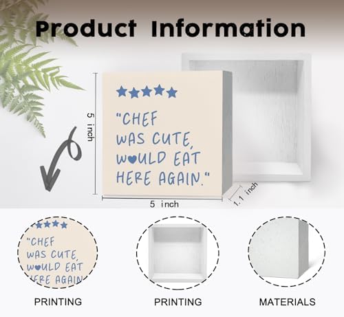 Chef Was Cute Would Eat Here Again Sign Blue, Blue Funny Kitchen Home Decor Sign, Cute Preppy Kitchen Decor Wood Sign Home Decor for Girly Dining Room Restaurant - Image 7