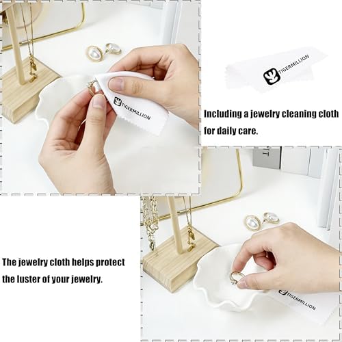 White Flower Jewelry Dish Tray, 3.85″ Lotus Ceramic Ring Holder, Cute Vanity Organizer Nightstand Bathroom Decor, Trinket Plate Dish Christmas Valentine's Mother's Day Birthday Gifts for Women (Plain) - Image 3
