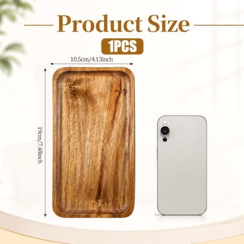 Small Acacia Wood Serving Trays, 4 x 7.5 inch Rectangle Wooden Trays Mini Charcuterie Boards Natural Wood Boards Small Cheese Board for Tea Coffee Kitchen - Image 2