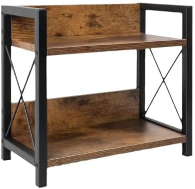 Office Desk Shelf Organizer, Wood Desktop Bookshelf Supplies Storage Rack, Shelf for Top of Desk and Dresser and Cubicle Decor Aesthetic Bookshelf (Brown, Small 12.9" Lx6.3 Wx10.2 H) by Janebert