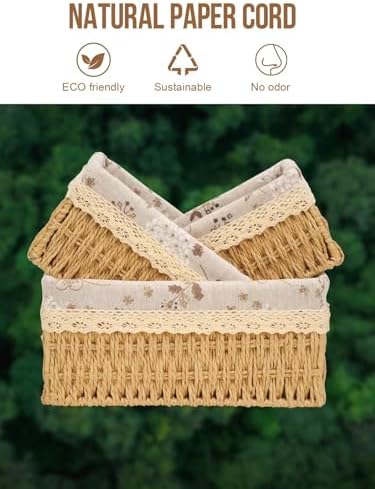 Amaredom Floral Wicker Baskets, Handwoven Multi-size 3-Pack Storage Baskets - Image 6