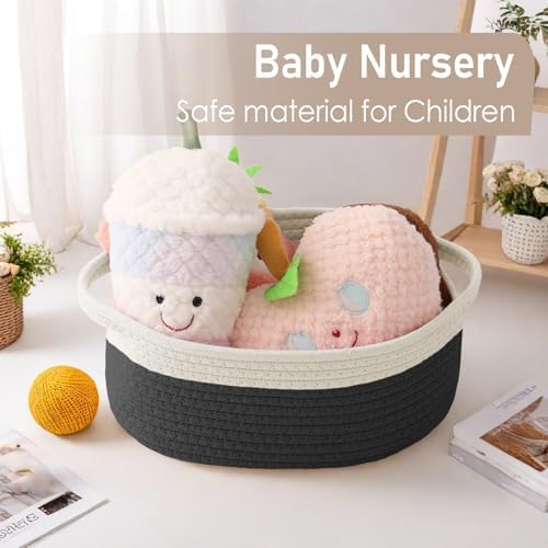 JMvicyroam Small Woven Basket, Empty Gift Basket, White&Black/1 Pack - Image 6