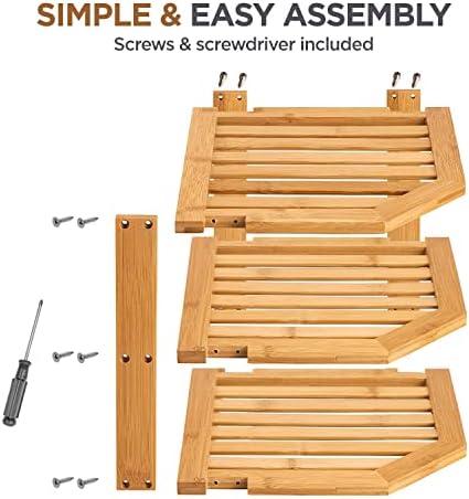 Bamboo Plate Organizer for Cabinet, 3 Tier Corner Shelf Riser, 2 Pack - Image 5