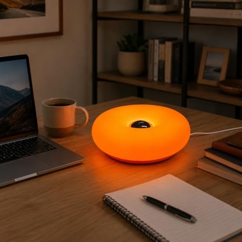 Donut Table Lamp,Orange Acrylic Shade,Ambient Lighting Decor - Image 6