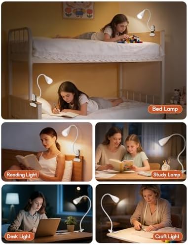 2 PCS Reading Light for Book in Bed,Clip on Light Reading Lamp with Adapter - Image 7