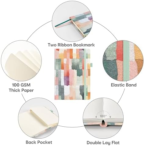 &And Per Se Lined Hardcover Notebook – A5 5.7"x8" College Ruled, 160 Pages, 100gsm Thick Paper – Aesthetic Journal for Women, Gift-Ready Planner, Everyday Writing Notebook (Colorful Stripes) - Image 5